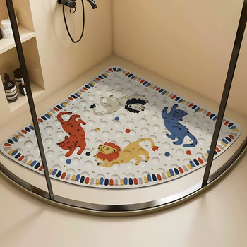 Yusenyi bathroom non-slip floor mat baby children's shower bath special foot mat bathroom toilet round waterproof mat carpet muma city suction cup bathroom mat fan shape 54x54cm