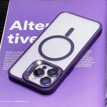 Lu jason is suitable for apple 17pro mobile phone case iphone16promax invisible bracket 15promax new 12 transparent 14plus magnetic protective cover 13pm comes with lens film dark purple invisible bracket丨strong magnetic adsorption丨come with same color lens film iphone 16 promax