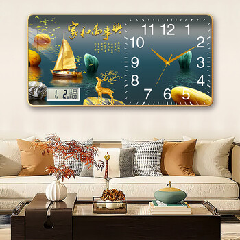 Hengsheng clock wall hanging living room wall clock home quartz clock silent calendar modern bedroom clock wall hanging watch without punching jiahe wanshixing fx calendar model 50*100 cm aluminum alloy frame