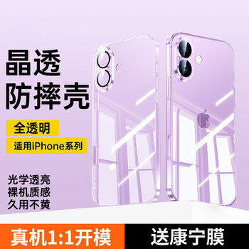 Lu jason is suitable for apple 17promax mobile phone case iphone17pro protective cover new transparent silicone 17air lens all-inclusive pm ultra-thin anti-fall high-end 2025 men and women outer transparent cover lavender purple built-in lens film | thin and anti-fall | anti-yellow and anti-fingerprint iphone 17