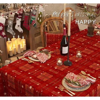 Fantasy style tablecloth new year coffee table cloth rectangular new year dining table courtesy snowflake grid 140x200cm