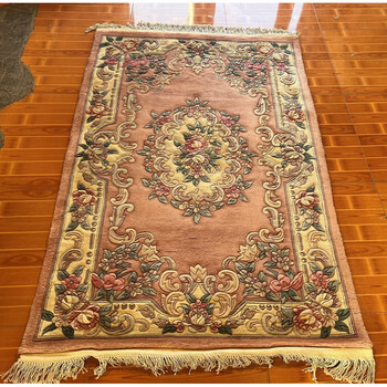 Junliu imported wool carpet, new chinese style high-end living room, handmade thickened european coffee table mat, bedroom bay window couch, european pink 120cm*180cm