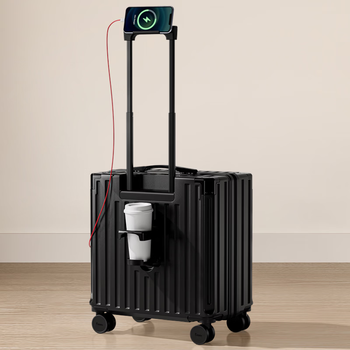 15mins suitcase small lightweight carry-on suitcase silent wheel free check-in password suitcase obsidian black basic edition 18 inches