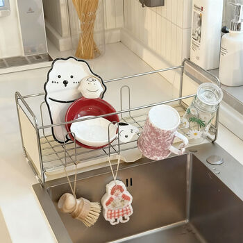 Fantasy dish storage rack drain bowl rack single-layer household kitchen countertop dishware and chopsticks storage rack must-have new milk white seamed single-layer dish rack x main rack