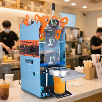 Full bow hand pressure sealing machine high cup milk tea sealing machine commercial hand pressure milk tea shop soy milk cup sealing machine manual beverage small household cup sealing machine manual 18cm high cup 802f 20 years classic sky blue