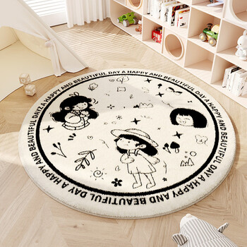 Fantasy american retro round carpet living room sofa coffee table balcony small apartment bedroom cloakroom chair bedside floor mat graffiti girl round diameter 40cm (mini early adopter size)