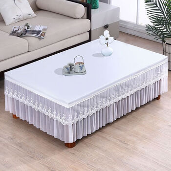 Mufan coffee table tablecloth cover waterproof and oil-proof simple no-wash household modern rectangular solid color leather tablecloth tablecloth elegant-white width 50*length 100*h 35cm