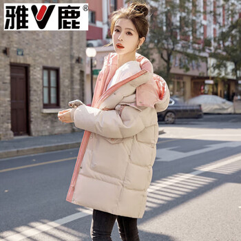 Yalu large size thickened warm down jacket women's winter 2026 new hooded jacket warm white duck down jacket off-white (upgraded version) s recommended 80-95 catties