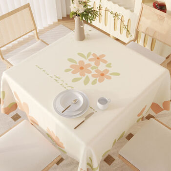 Fantasy square tablecloth waterproof, oil-proof and scalding-free lambskin dining tablecloth coffee table 2024 new square table tablecloth lambskin oil-proof flower honey 120x120cm suitable for square tables around 80