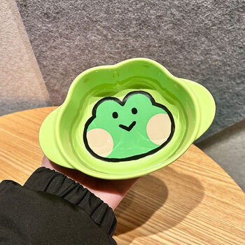 Pick up cat linefriends ceramic binaural steamed egg bowl with spoon cute home dormitory eating bowl special tableware lenini binaural bowl