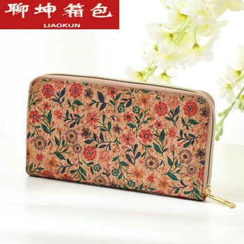 Ye yu long cork exquisite and durable retro print hand wallet mobile phone zipper bag wallet-little flower