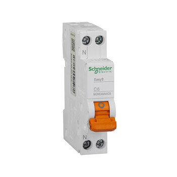 Schneider electric miniature circuit breaker double hole 1p+n c6a 230vac mgnea9a45c6