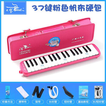 Swan mouth organ full music theory class student practice teaching competition grade children's adult mouth organ professional musical instrument piano 37-key mouth organ pink hard bag + spare blowpipe full set of gifts in the picture