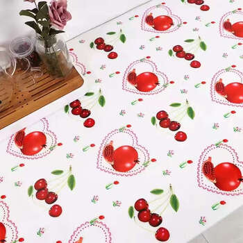 Fantasy print disposable tablecloth tablecloth kitchen coffee table desk small dining table hotel rectangular tablecloth red cherry 60x180cm