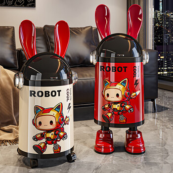 Naming rabbit trash can living room home internet celebrity 2025 new light luxury kitchen bedroom bathroom high-value creative red print standing style approximately 11l