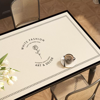 Yusenyi french dining table mat, light luxury and high-end tablecloth, waterproof, oil-proof, wash-proof, anti-scalding insulation pad, coffee table tabletop, rose white and black, 60x80cm, diy as you like, any cut