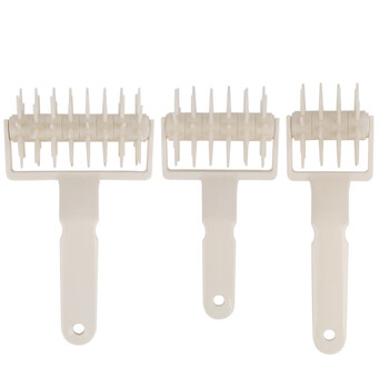 Pizza punch stainless steel non-slip wooden handle biscuit dough hole punching roller needle roller knife baking tool hole punch / small medium large / 3-piece set (plastic)