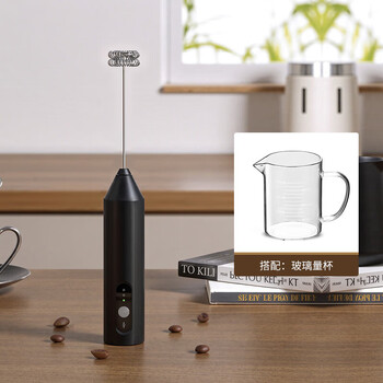 Bialetti quality electric milk frother coffee frother milk frother milk stirrer handheld wireless frother rechargeable 3-speed electric milk frother - black + glass measuring cup