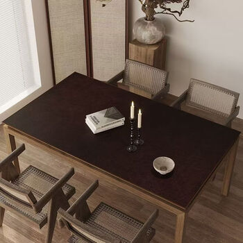 Fantasy style cowhide pattern dining table mat, living room coffee table table mat, desk mat, desk mat, dark coffee color 80x120cm