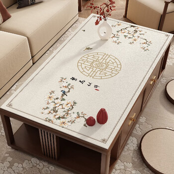 Yusenyi new chinese coffee table mat tablecloth no-wash waterproof and oil-proof high-end living room leather dining table tabletop liyuroufeng 60*60cm