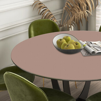 Strictly selected domestic products nordic color pu leather round table mat waterproof anti-disposable tablecloth anti-scalding heat insulation dust-proof round milk pink diameter 130