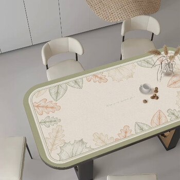 Yusenyi large rounded corner dining table mat waterproof, oil-proof, anti-scalding, no-wash anti-slip tablecloth, living room coffee table table top, three-color veined rounded corner-sheepskin leather anti-fouling mat 60*120cm