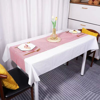 Fantasy tablecloth rectangular round table restaurant restaurant food stall tablecloth stone cloth red stripe 1x1 meter 600 sheets boxed
