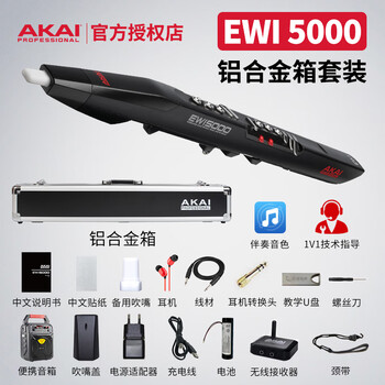 Akai ewi5000 electric blowpipe soloc solo electronic blowpipe instrument beginners 0 basic teaching aluminum alloy box set 5000 black