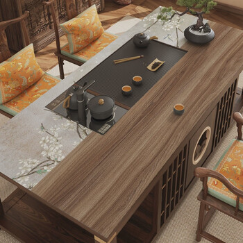 Yusenyi zen table mat, tea room waterproof and anti-scalding tablecloth, cuttable table protection mat, tea table tea table mat, jingya pebbled leather 70*140cm, easy to take care of