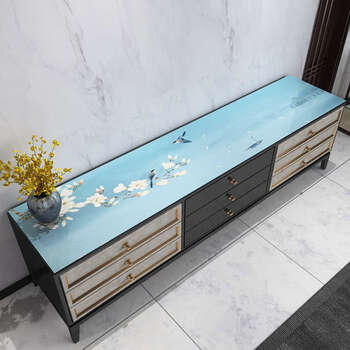 Yusenyi classical tv cabinet tablecloth waterproof, anti-scald and anti-oil, no-wash rectangular living room home coffee table table mat fg33 spring bird 30x150cm