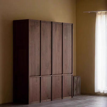 Fantasy wardrobe bedroom storage locker skeleton line combination wardrobe north american black walnut with auxiliary materials 4 doors