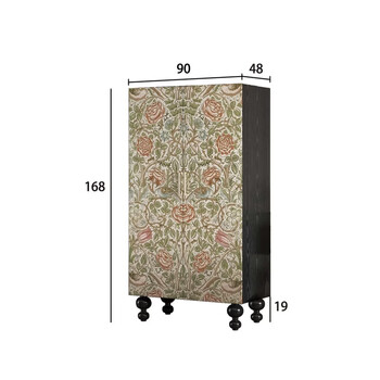 Yusenyi independent double door wardrobe bedroom clothing storage cabinet home decoration corridor decoration cabinet length 90x height 168x thickness 48 walnut (gourd feet) 2 doors