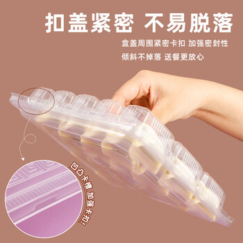 Jingxuan disposable dumpling special box food pack raw and cooked dumpling storage compartment freezer box takeaway dumpling packing box 10 sets 15 compartments - transparent cover - sticker