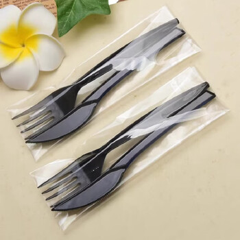 Jian weina disposable knife and fork set western food tableware pizza cutter takeaway steak thickened plastic packaging knife + fork 5,000 sets