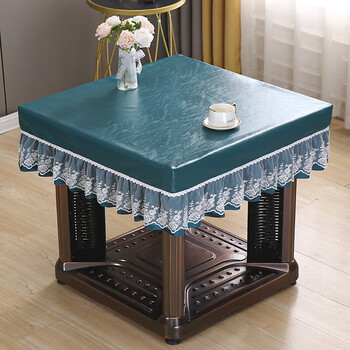 Musong's new dustproof cloth thickened household mahjong tablecloth fire cover electric stove cover pu material waterproof table cover blue leather leather case lace 80*80