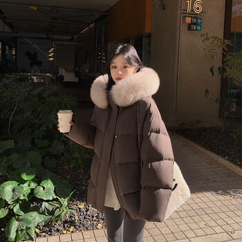 Zhang beibei northern snow fox natural fox fur 90 white duck down two-wear quilted down ebony brown s pre-sale for 20 days