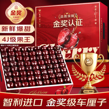 Youyi chilean cherries, jd sf express next-day delivery in many places, imported large cherries, fresh fruit gift box for pregnant women, 4 pounds (net weight), high-end gift box, 5 pounds in box, large fruit j grade, single fruit 26-28mm