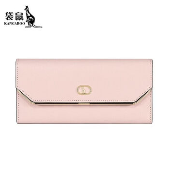 Kangaroo (kangaroo) wallet women's genuine leather 2025 new fashion clutch large capacity long women's handbag trendy girly pink
