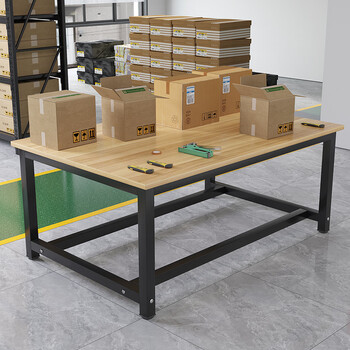 Factory workbench large table cutting table warehouse express packaging table workshop packaging operation table clothing inspection table length 160 width 120 height 74 cm_ reinforced double tie rod