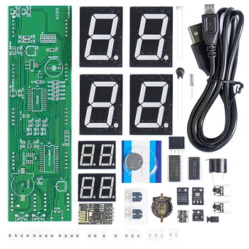 Esp8266 networked digital clock diy kit temperature alarm clock fun electronic production welding tj-56-659 kit comes with power cord