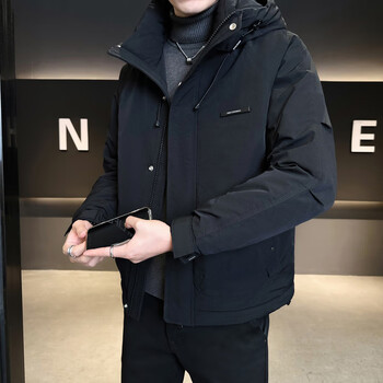 Duck duck hooded high fill down jacket men's 2025 new army green thickened warm trendy winter men's jacket black m