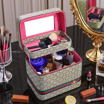 Yusenyipin storage box large capacity bag for women super popular portable with mirror brown small mini single box