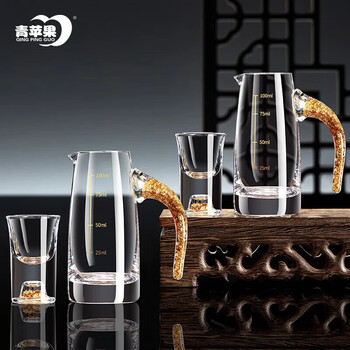 Green apple white wine glass wine divider set 24k gold foil lead-free crystal glass exquisite 2-liang wine pitcher 2 pots 2 cups