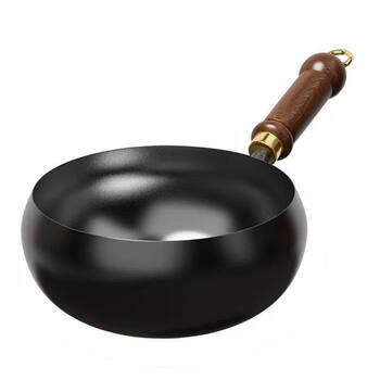 Tuojin german imported quality zhangqiu authentic pot belly pot handmade household pure iron pot forged uncoated flat bottom non-stick pot new upgrade丨 ancient forged wok + single pot without lid 24cm