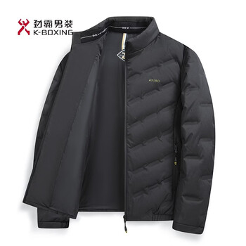 Kbxng jinba down jacket men's fashion trend jacket winter warm casual top young and middle-aged korean style stand-up collar thickened black 14xl (180)
