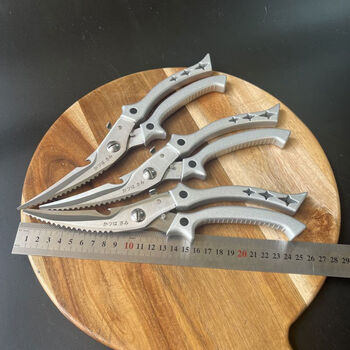 Jie yunmao original single aluminum handle kitchen scissors multi-functional household powerful shears for chicken, duck and goose bones special scissors grade silver aluminum handle 1 pair