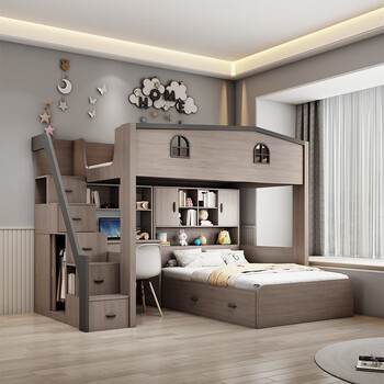 Oeny bunk bed double bed 2025 latest small apartment iron bed staggered bunk bed small apartment children's bed low bed ladder + loft bed + mattress 1200mm*1900mm