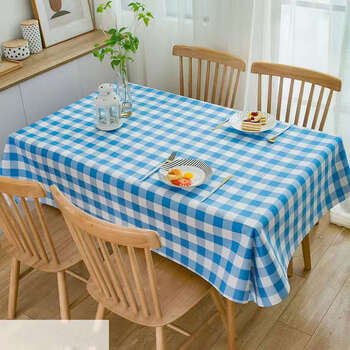 Yusenyi tablecloth plastic thickened tablecloth plaid cloth 100 pieces restaurant food stall round table square placemats extra thick blue plaid 1.2m x 1.8m 100 pieces