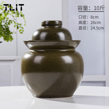 Tlit jingdezhen ceramic kimchi jar kimchi jar sealed storage jar sichuan kimchi pickle jar double lid lead-free tea foam without words kimchi jar 10 catties (comes with kimchi clips and stainless steel chopsticks)