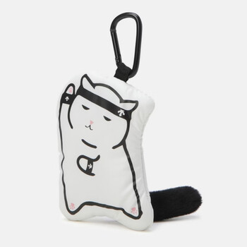 Descente key bag for men and women 26 new cartoon cat shape pendant bag plush tail cute mini coin purse ivory/beige
